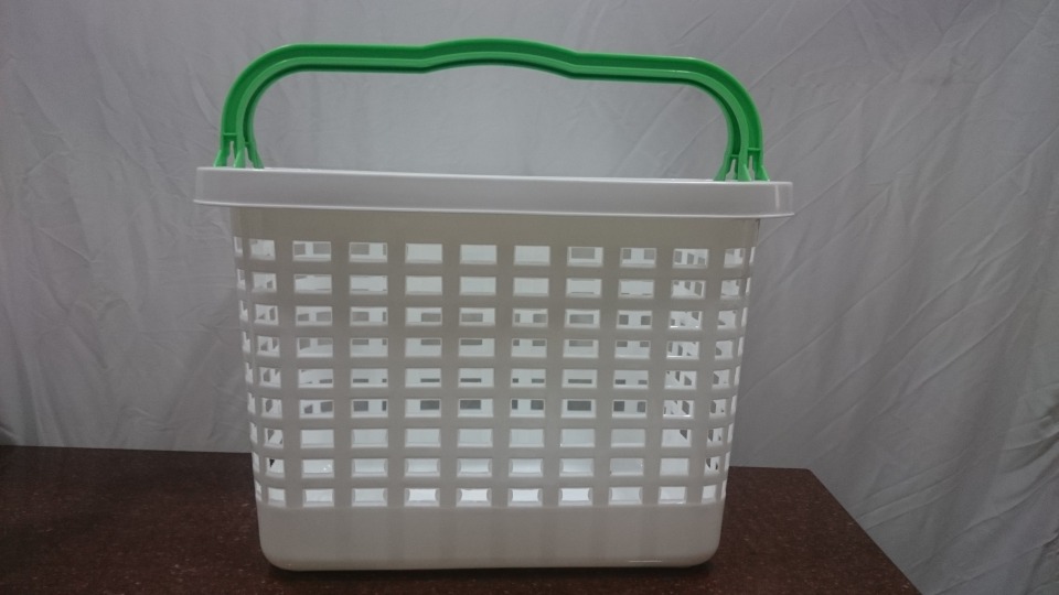 Virgin Plastic White And Green Basket For Mall