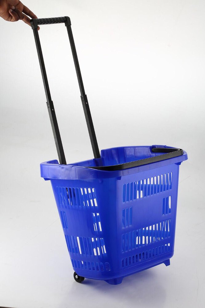 Blue Plastic Aristo Omega Trolley Shopping Basket
