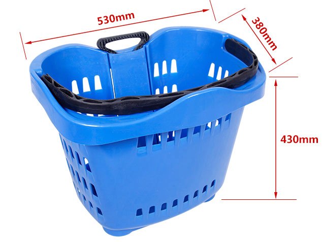 Unnati Plastic 55Ltr 2 Wheel Rolling Shopping Basket For Super Market, Design/Pattern: Apple Shape