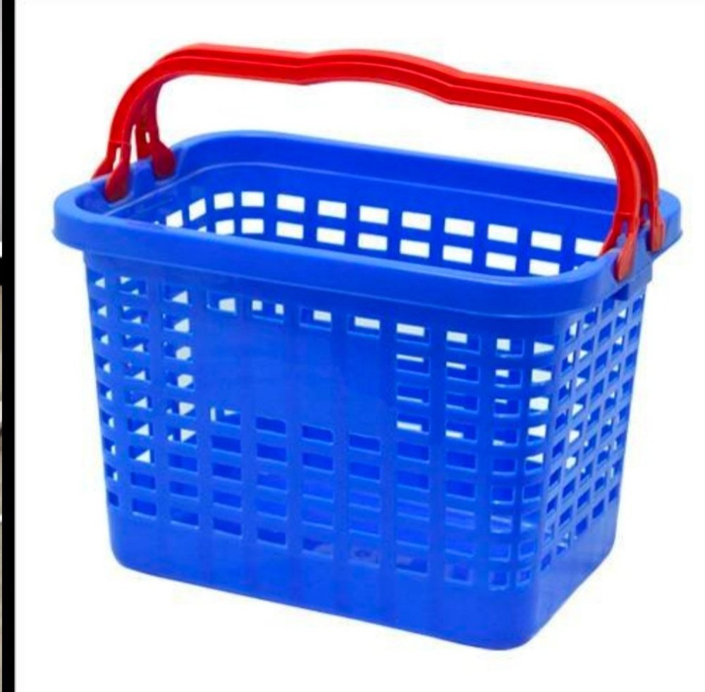 Housekeeping Trolley Three-Wheel Red Plastic Shopping Baskets, Load Capacity: 0-50 kg