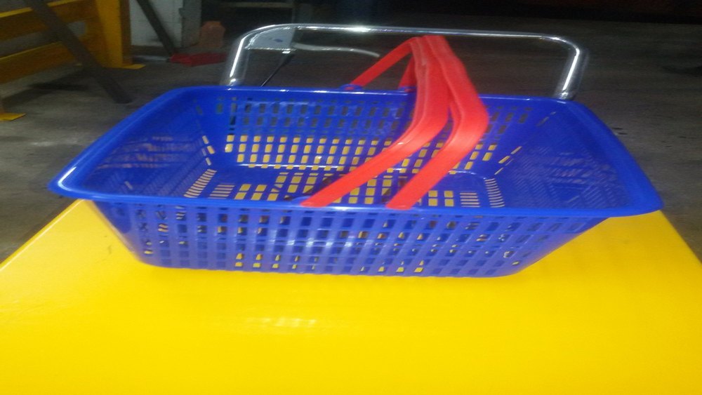Blue Plastic Shopping Basket, For Supermarket, Model Name/Number: Shreeji