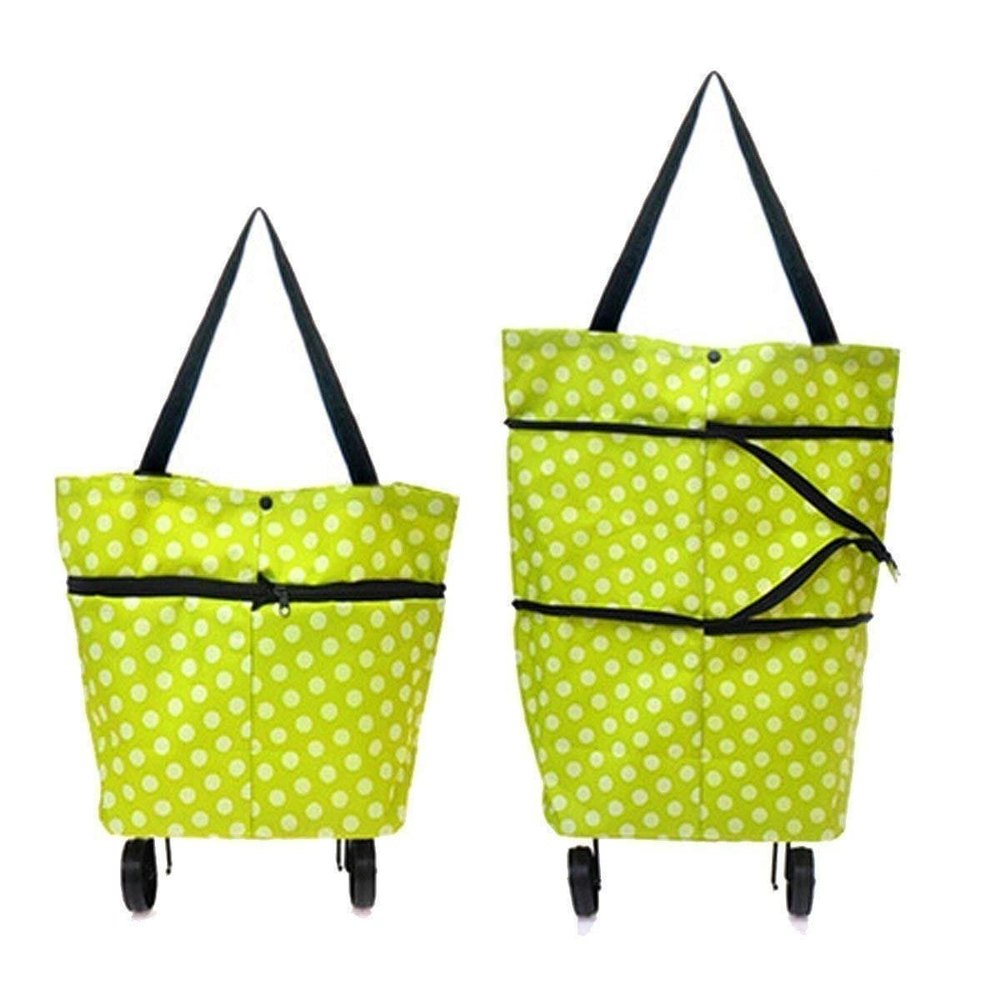 Multicolor Nylon Luggage Trolley Shopping Bag & Wheel Folding
