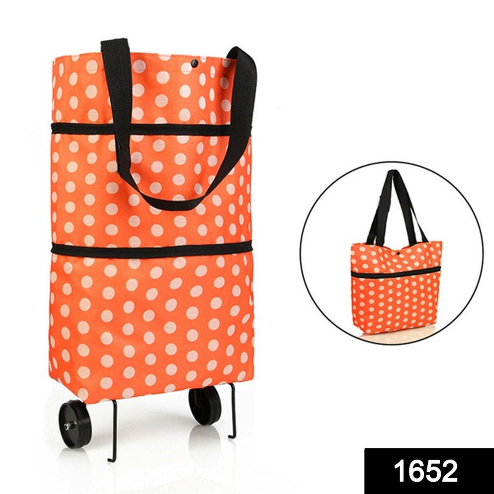 Printed Multicolor Folding Cart Bags Trolley Shopping Bag, For Shopping/Car, Capacity: 10Kg
