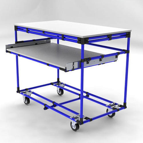 Mild Steel Blue Industrial Trolleys