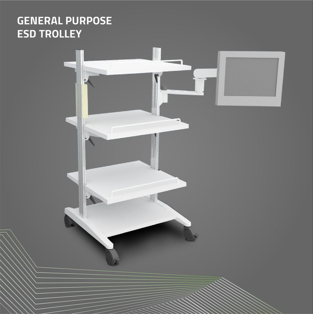 Aluminium And SS White General Purpose ESD Trolley, For Industrial, Load Capacity: 100 Kg