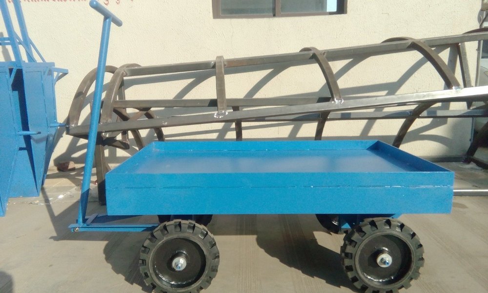Blue Mild Steel Industrial Trolley