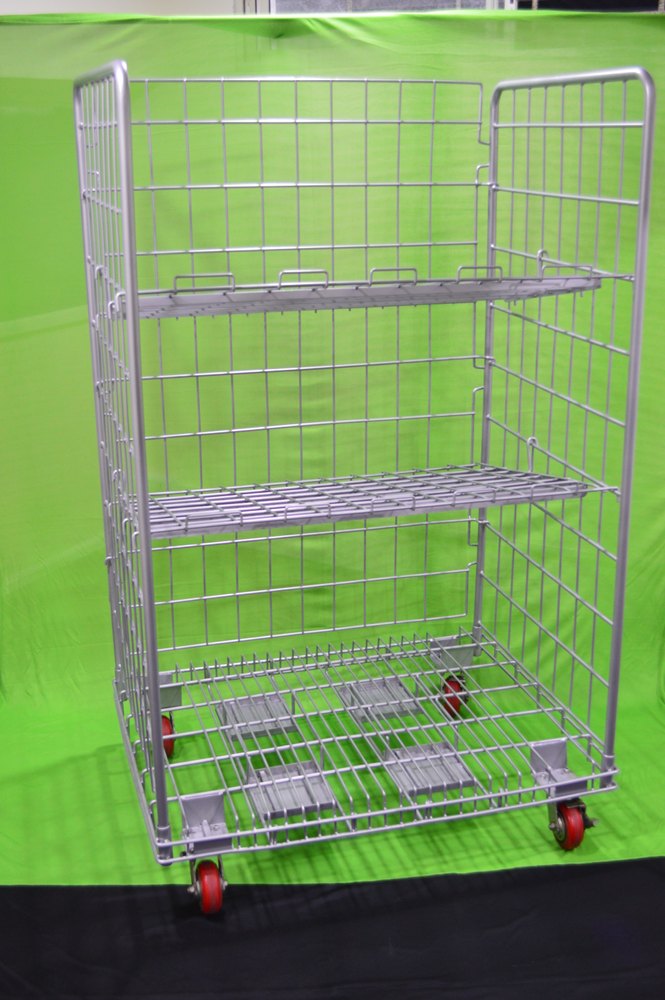Metallic Silver Grey Jumbo Roll Cage Trolley, Capacity: Storage Efficient