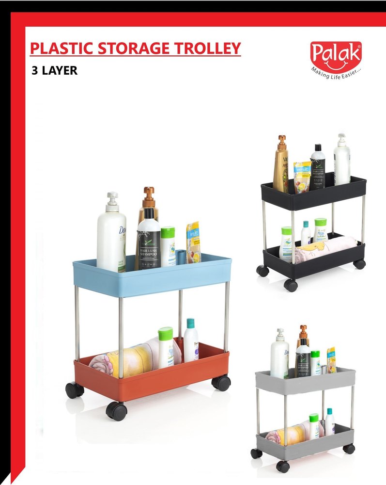 37cm Ppcp Plastic 2 Layer Storage Trolley, 4