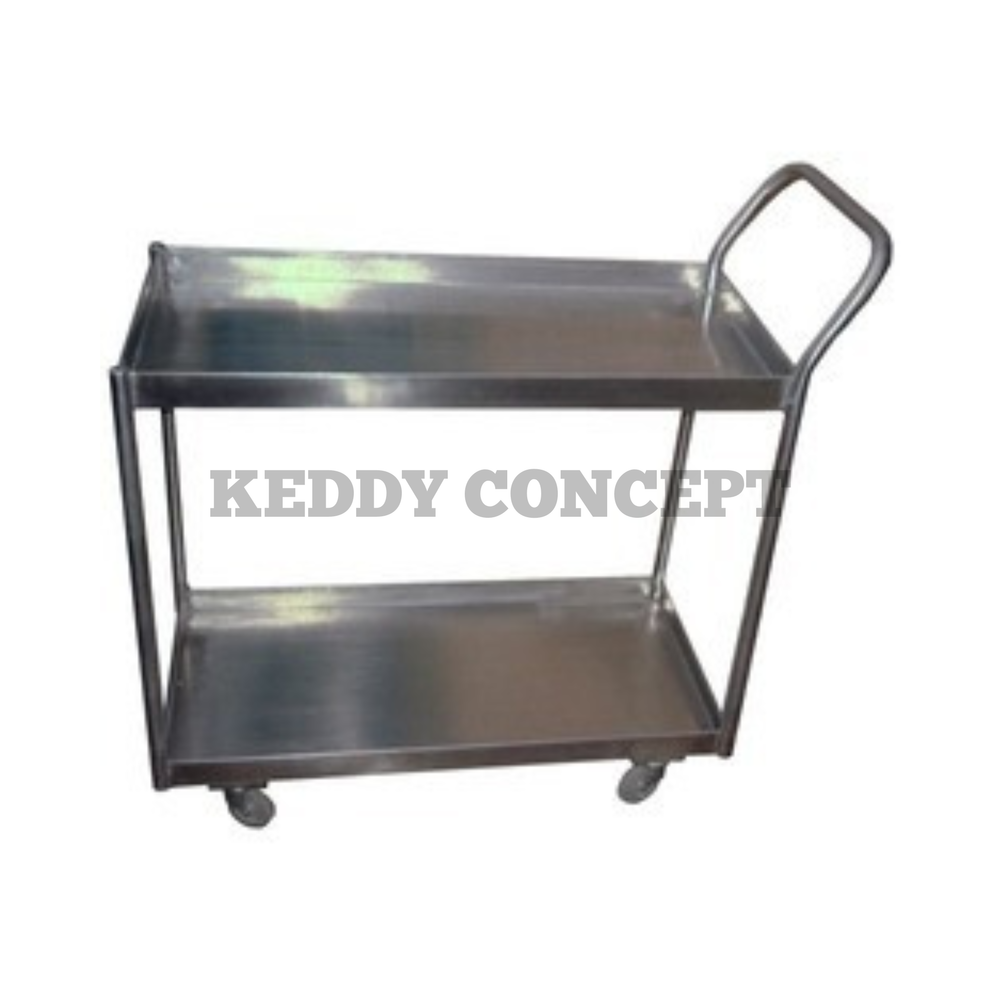 Gray 2 Tier Stainless Steel Trolley, Capacity: 50 - 200 kg