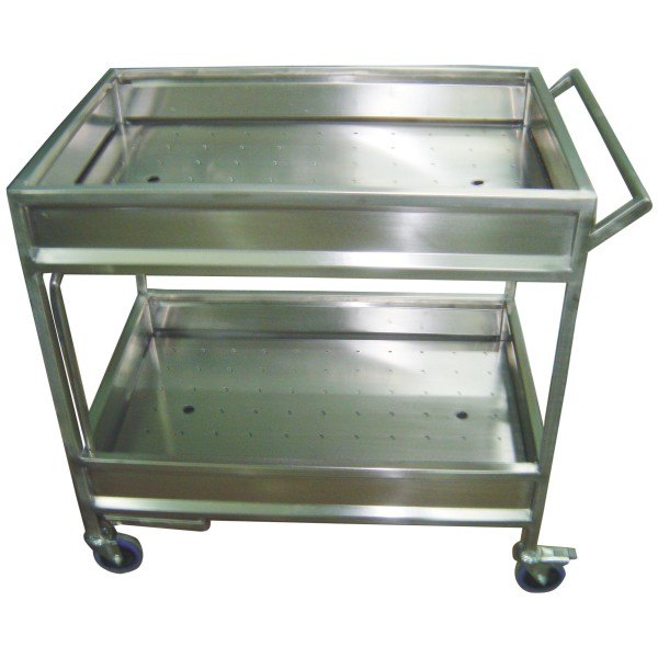 Stainless Steel Trolley Clean Glass With Drain Pocket