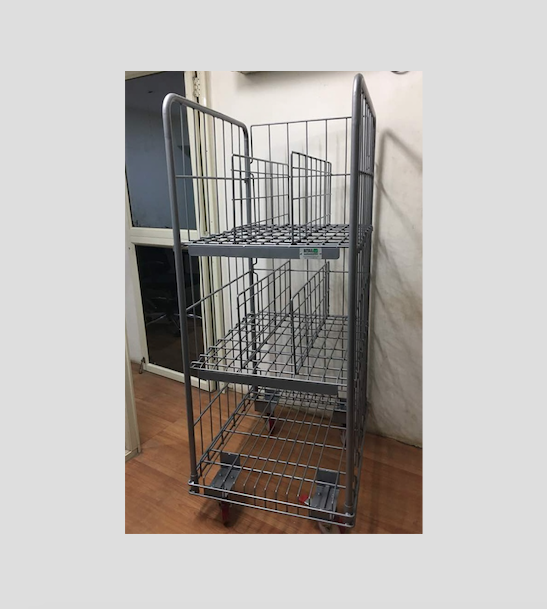 Silver Grey Demountable Roll Cage Wire Mesh Trolley
