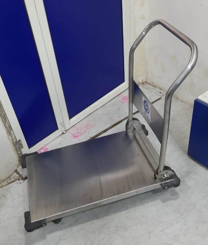Megafab Stainless Steel Platform Trolley, For Material Handling, Load Capacity: 150 Kgs