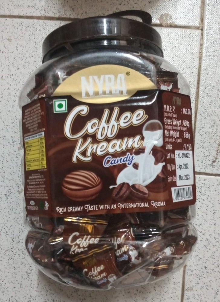 Nyra Dark Brown Coffee Kream Candy, Packaging Type: Plastic Jar