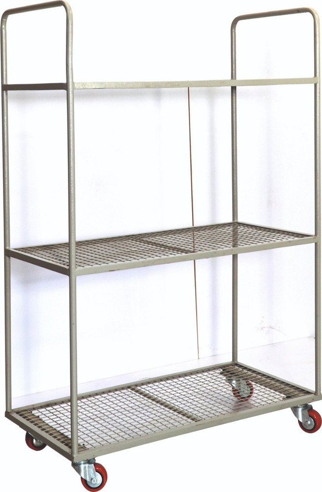 Solution Packaging Mild Steel Three Shelf Trolley, Load Capacity: 150-200 Kg