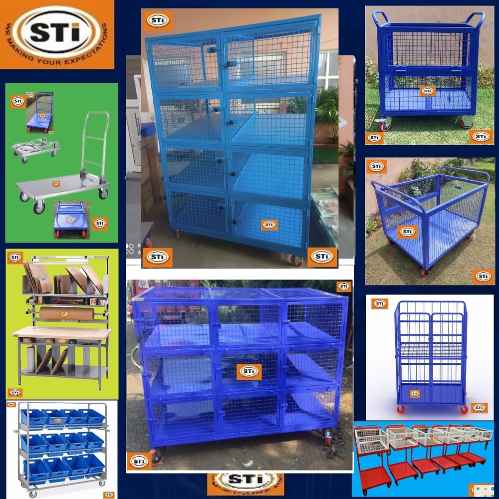 Mild Steel Metal B2C Sorting Trolley_ Warehouse Sorting Trolley