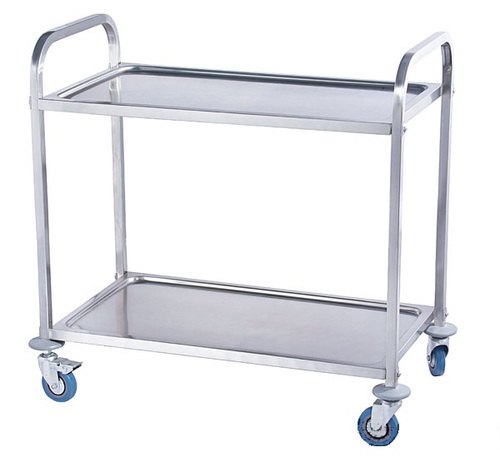 Silver Stainless steel SS Two Shelf Trolley, Size/Dimension: 24 X 30 Inch (platform)