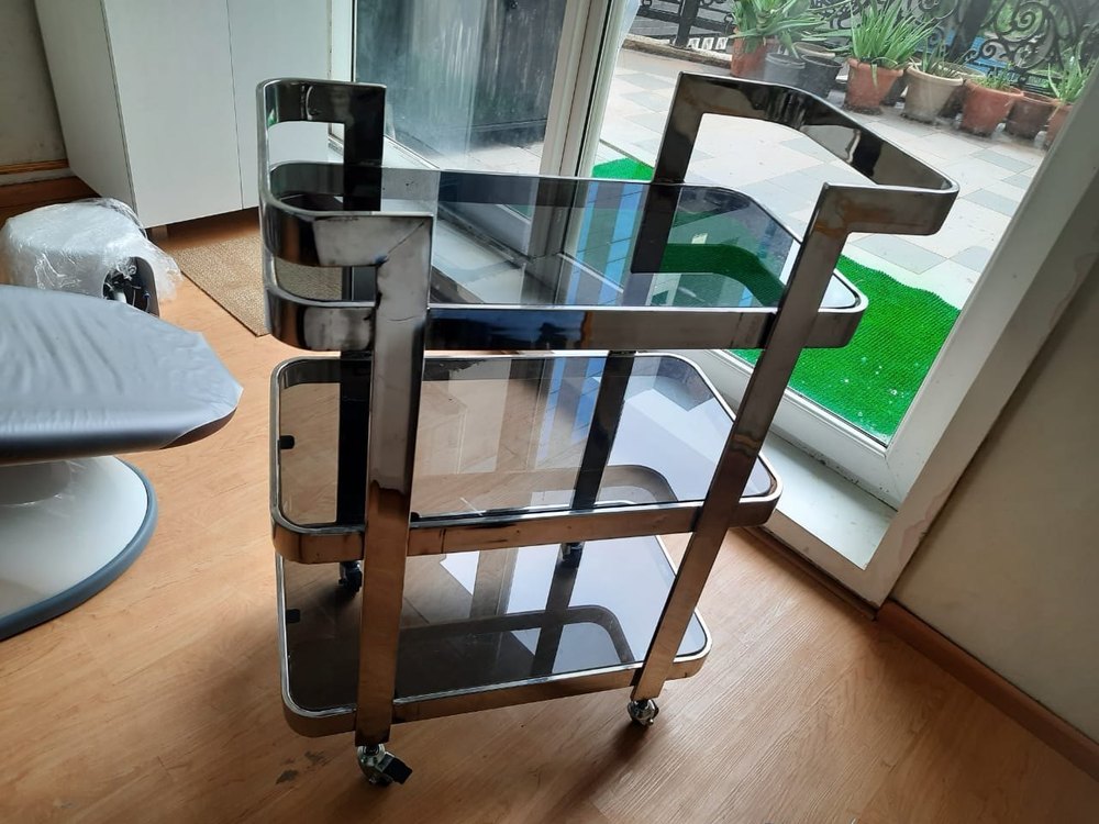 Stainless Steel Glass Shelf Trolley