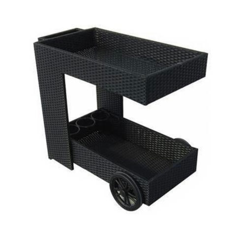 Black Wicker Portable Trolley