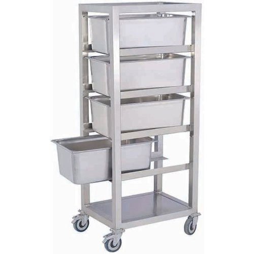 Vihaan Stainless Steel Food Pan Service Trolley