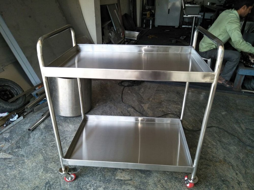 steel 304 ss 304 2 Shelves HOTEL SERVICE TROLLEY, Model Name/Number: 2shelvetrolley304, Load Capacity: 300 kg