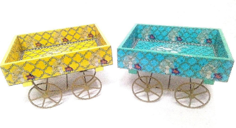 MDF Wood Tray Decorative Serving Cart, Rectangle, Size: 7x9x2 Inch