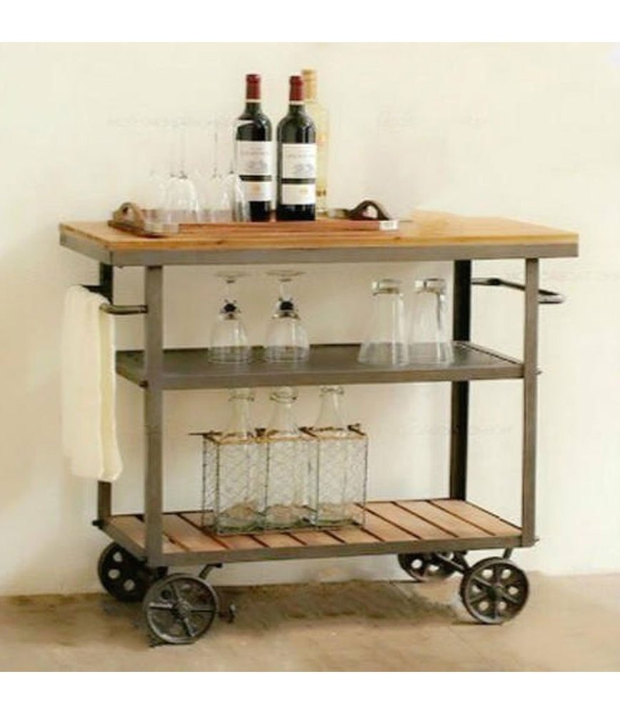 Brown Bar Wooden Trolley