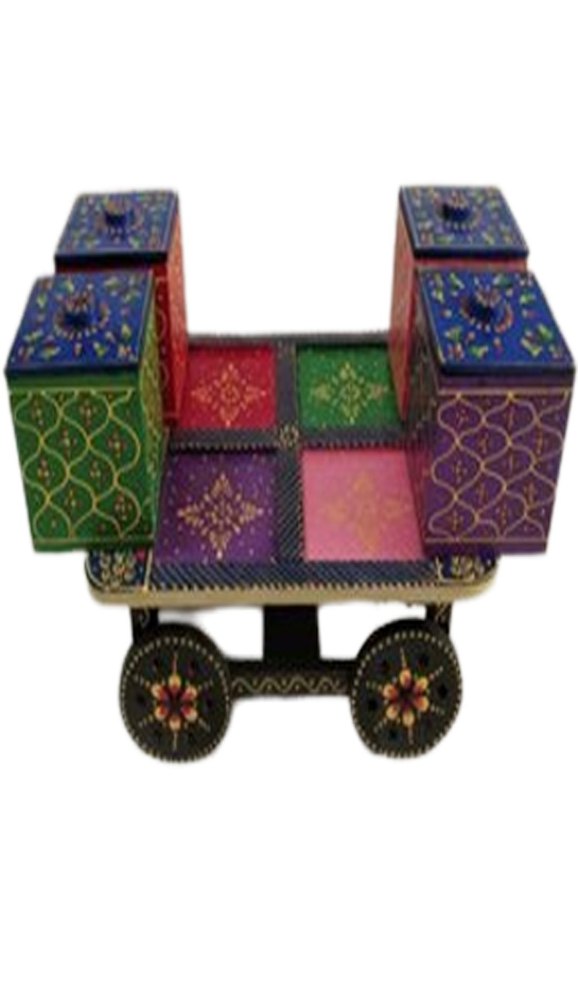 Multicolor Wooden Printed Antique Trolley, Load Capacity: 20 Kg