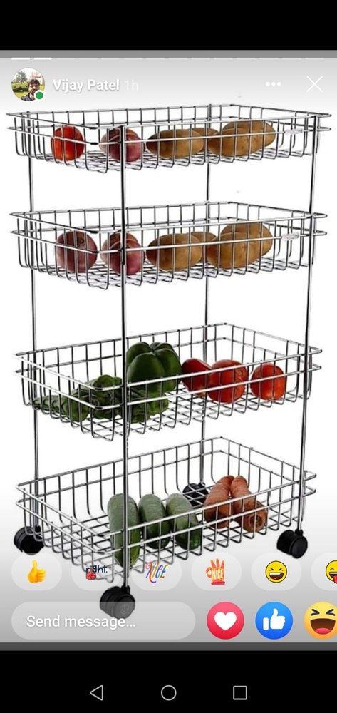Stainless Steel 4 Layer Veg Trolley Basket, Size/Dimension: 9X16X28