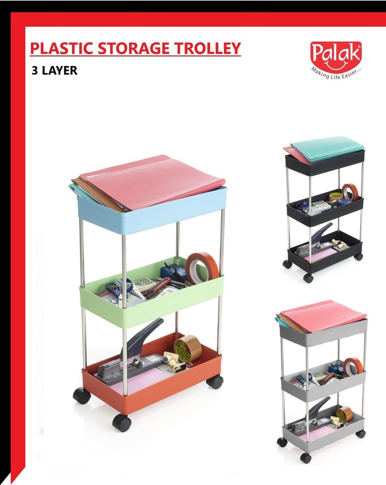 64cm Ppcp Storage Rack Trolley, 3, 4