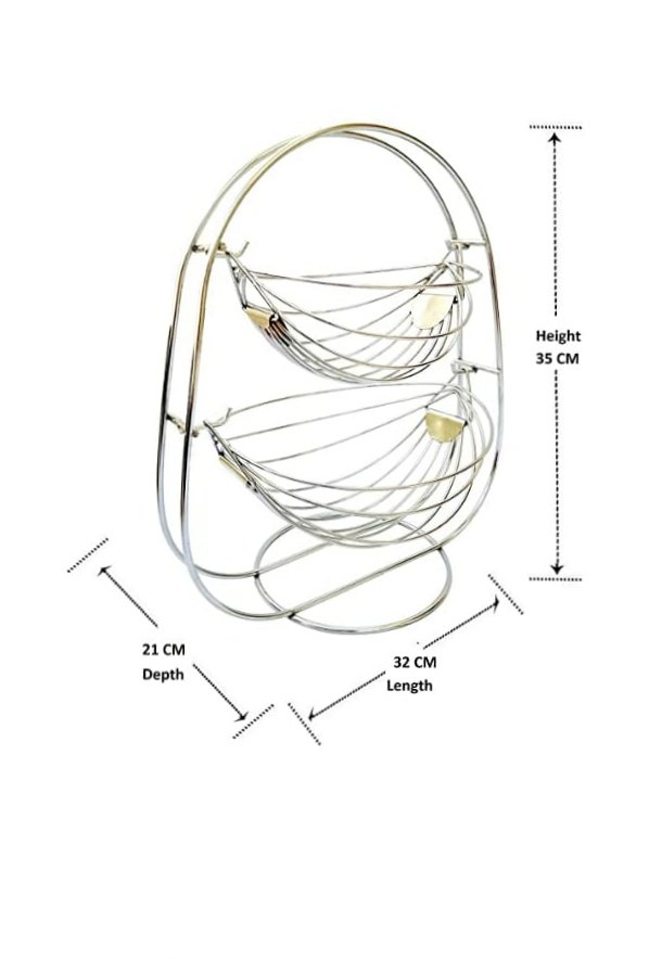 Stainless Steel SS Kitchen Fruit Basket 2 Tier, For Home