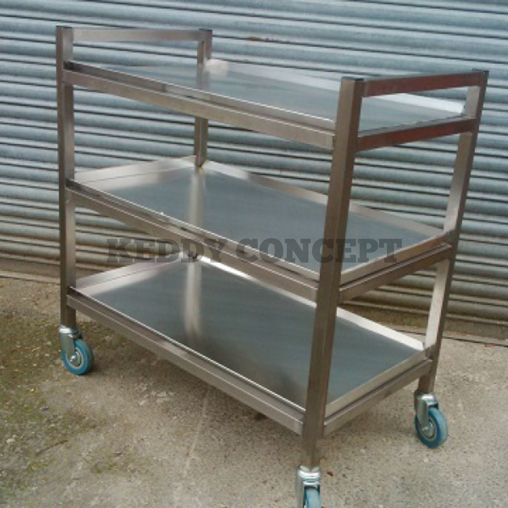 Platform Stainless Steel Serving Trolley, For Industrial