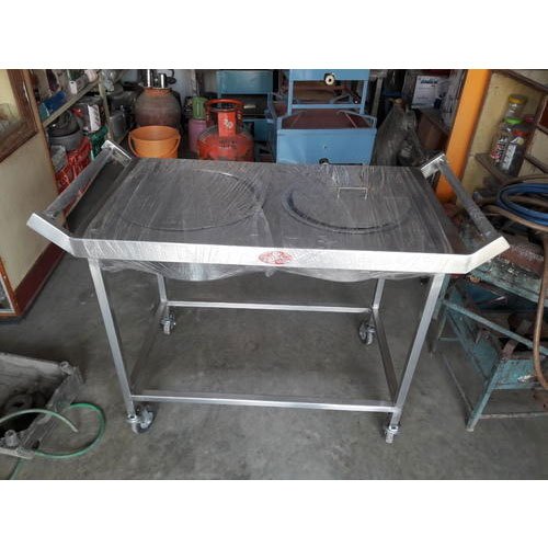 Stainless Steel Two Vessel Serving Trolley