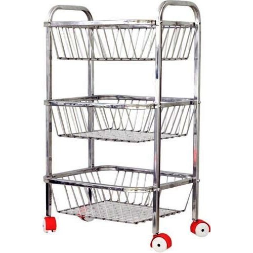 SS Vegetable Rack Trolley, Load Capacity: 100-150 Kg