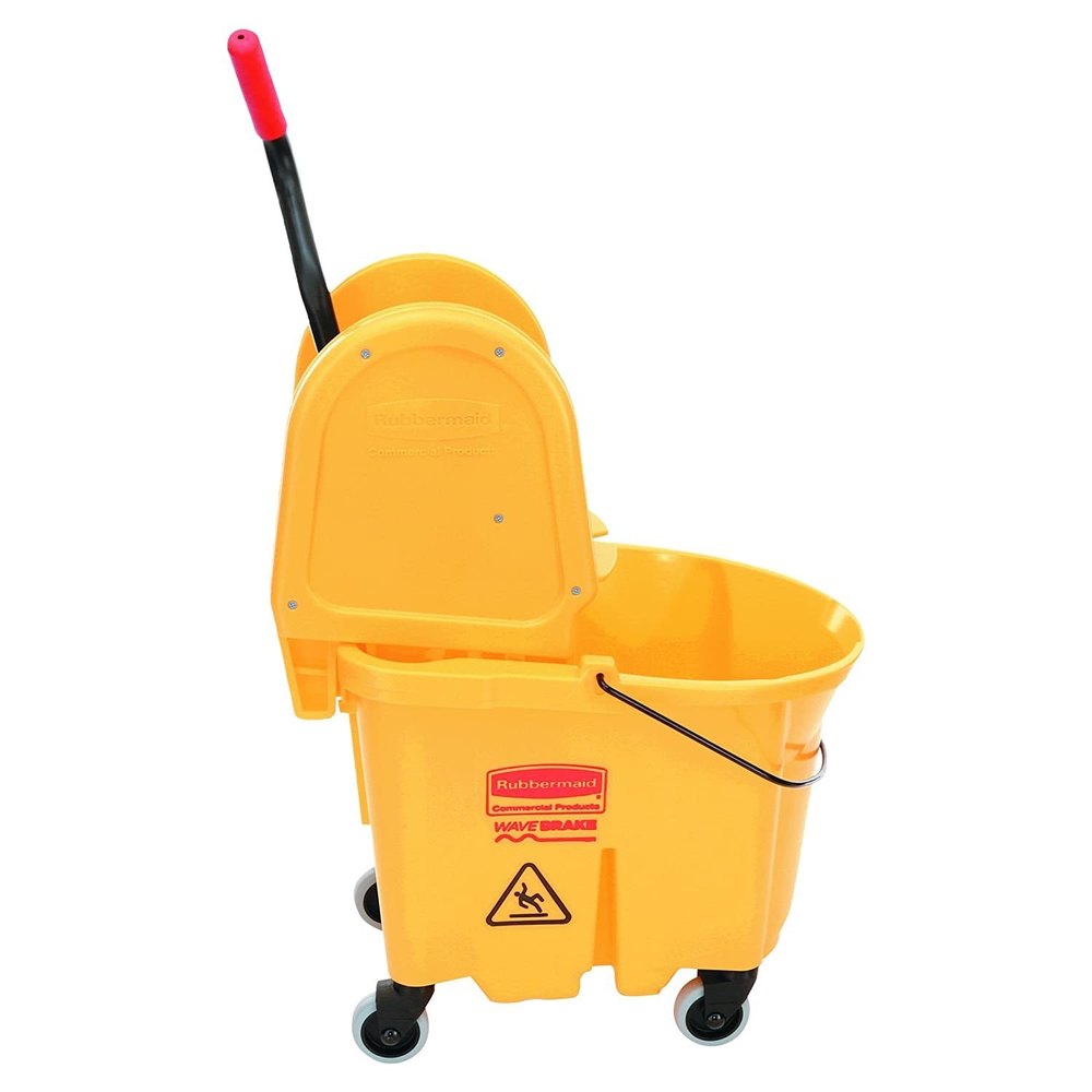 Polypropylene 35 Litres Single Bucket Mop Wringer Trolley With Side Press Wringer, For Hospitals