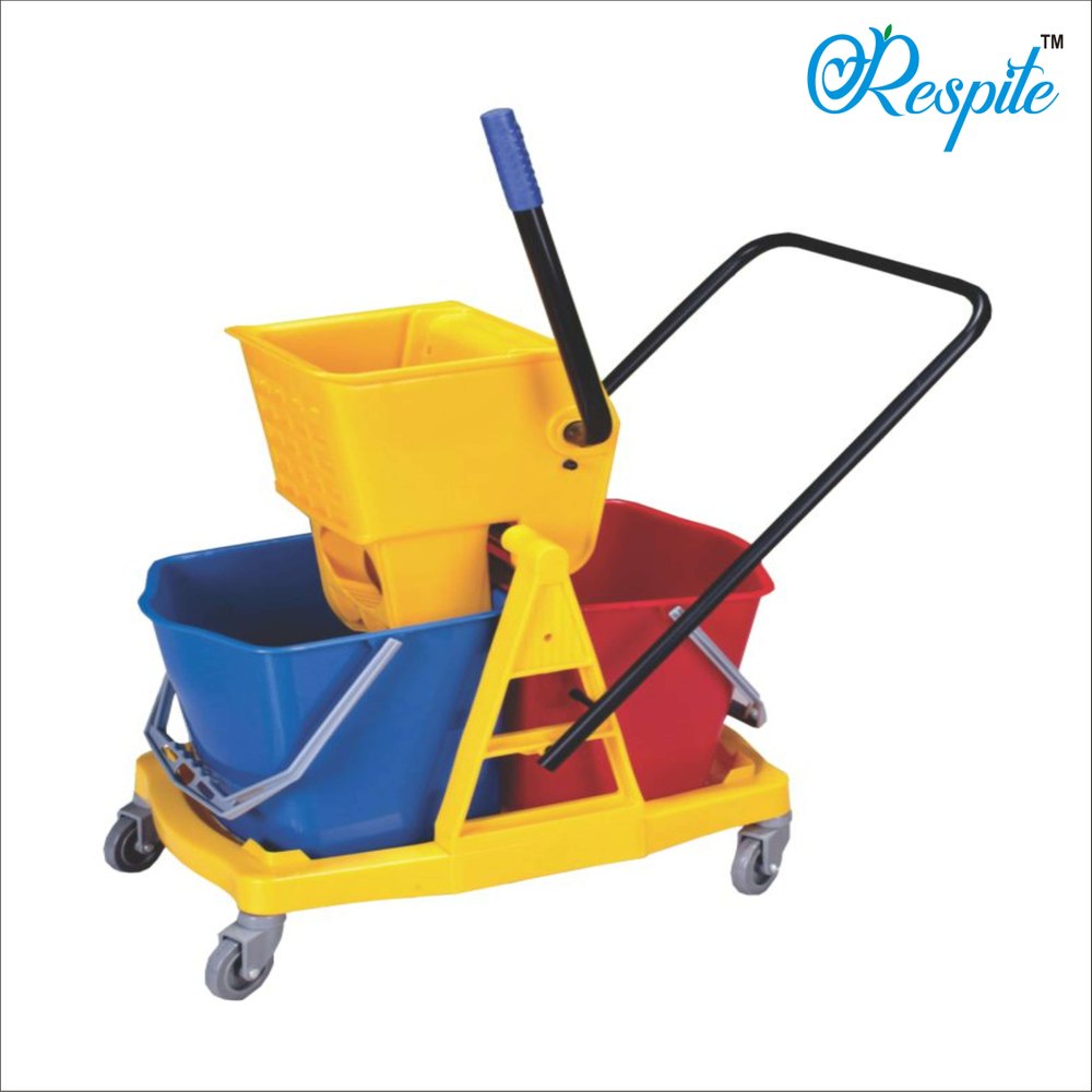Respite Plastic Double Bucket Wringer Trolley 34 Ltr