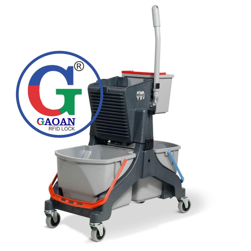 AV&T Plastic Double Bucket Mop Wringer Trolley, Bucket Capacity: 32 Liters