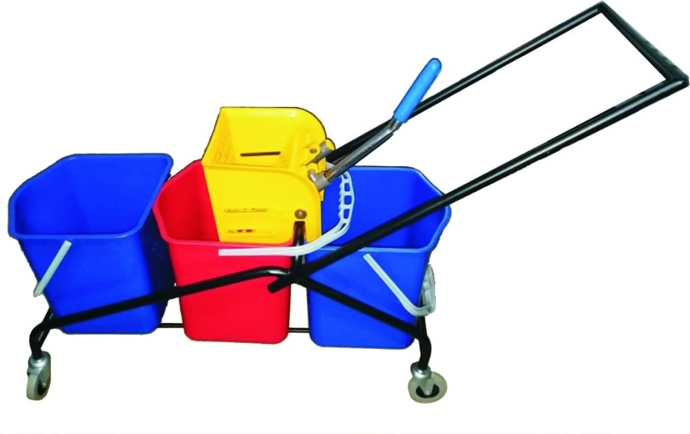 Mrinmoyee Plastic Triple Bucket Wringer Trolley