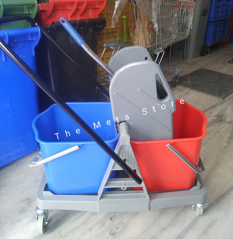Metas Double Bucket Wringer Trolley 40 Ltr, Model Name/Number: TMS-WTD-20, Bucket Capacity: 20 Liter