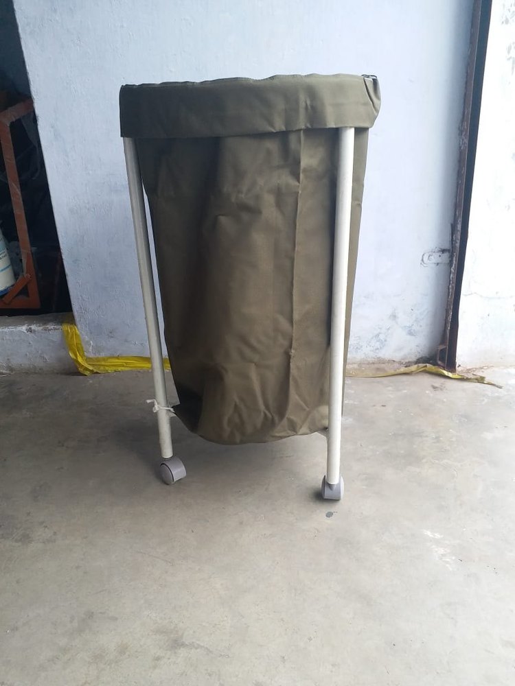 Mild Steel Hospital Soiled Linen Canvas Bag Trolley, Model Name/Number: Tms, Size: H 33 D 18
