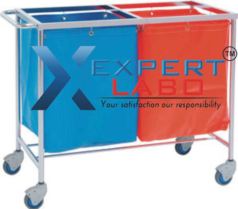 Blue Red Mild Steel Hospital Linen Trolley, Size: 100x50x80 Cm