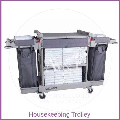 Plastic Gray Numatic Housekeeping Trolley, Model Name/Number: NKT2LL, Cart Size: 1948 X 667 X 1205mm