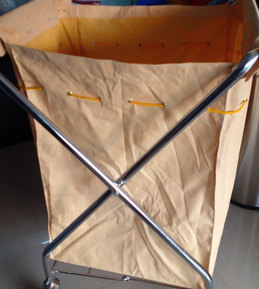 Stainless Steel Yellow Laundry Service Trolley, For Hospitals