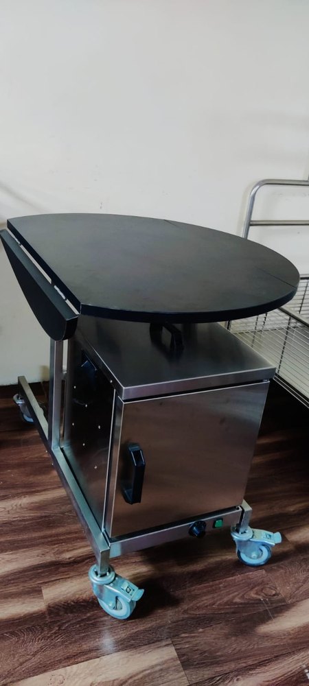 Stainless Steel Black Hot Case Room Service Trolleys, For Hotels, Cart Size: 3 Feet Dia
