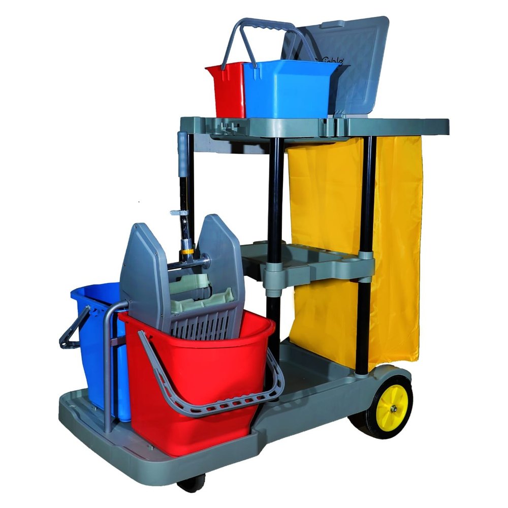 Plastic Janitor Cart Trolley, Bucket Capacity: 5 Kg