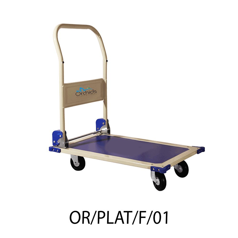 Orchids International Stainless Steel Platform Trolley Foldable Handle, For Material Handling, Load Capacity: 100-150 Kg