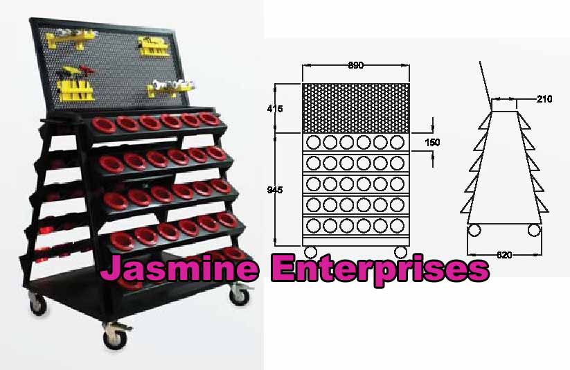 Black Mild Steel CNC Tool Trolley, For Industrial