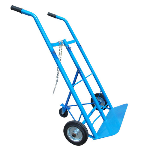 Red Stainless Steel Cylinder Trolley, For Industrial, Load Capacity: One Oxygen and One LPG