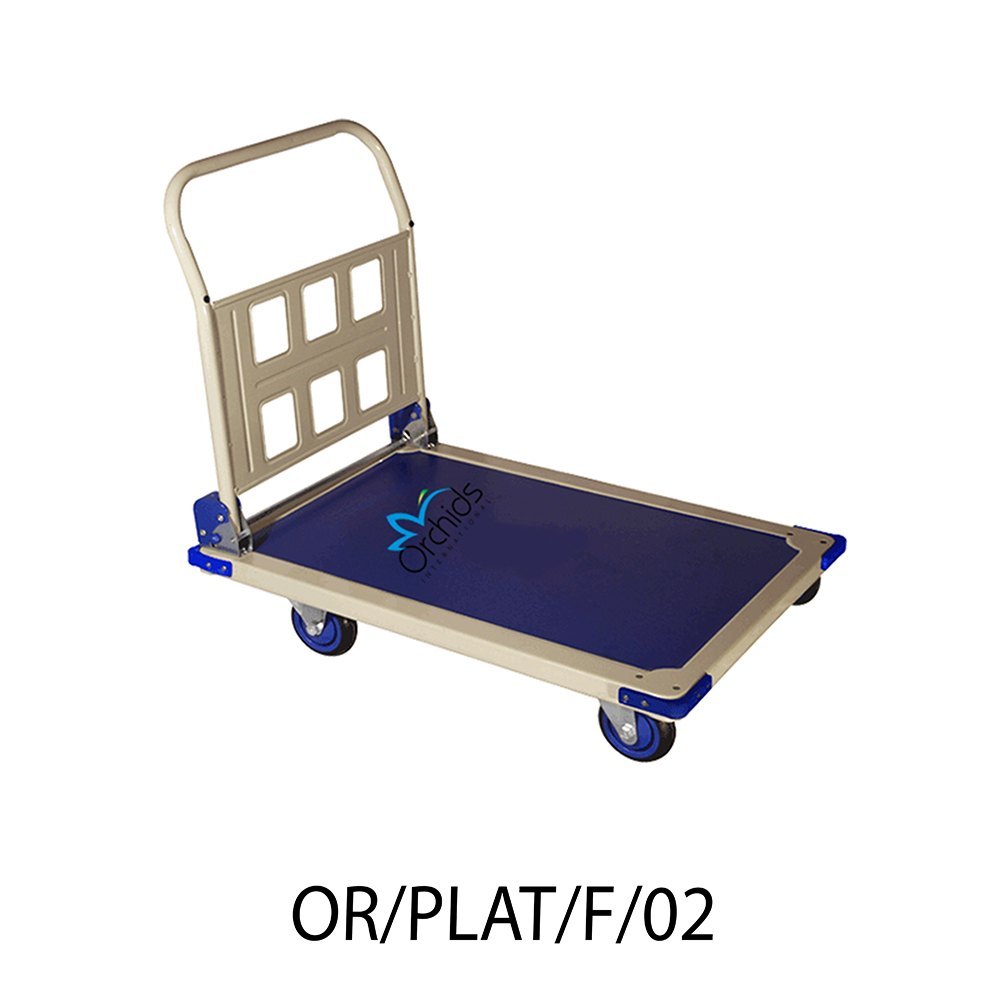 Orchids International Stainless Steel Platform Trolley Foldable Handle, For Material Handling, Load Capacity: 350 Kg