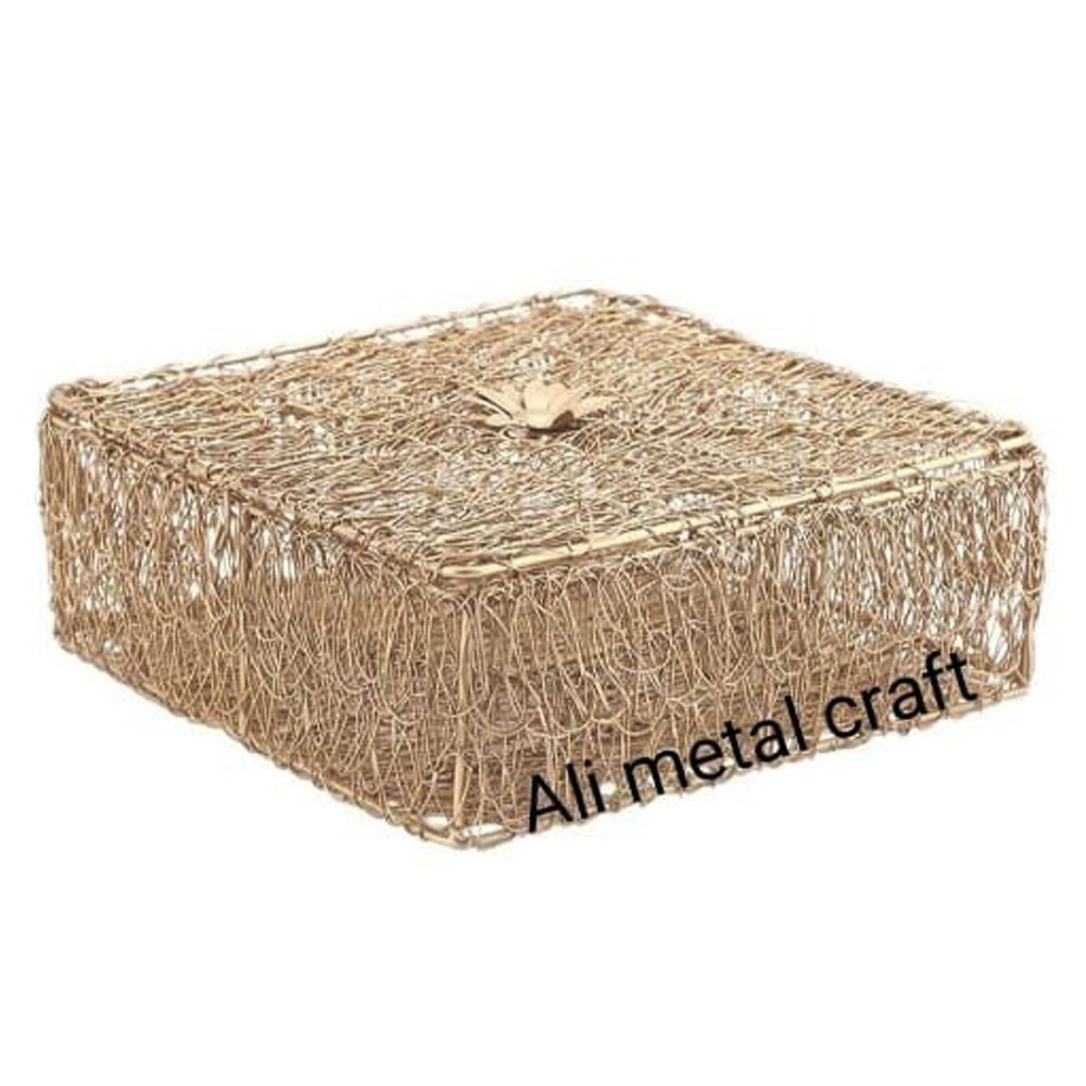 Gold Metal Wire Mesh Box For Home, Size.8x8, Size/Dimension: 15x15x5 Inch