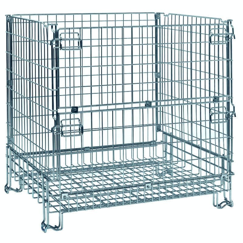 Foldable wire mesh containers